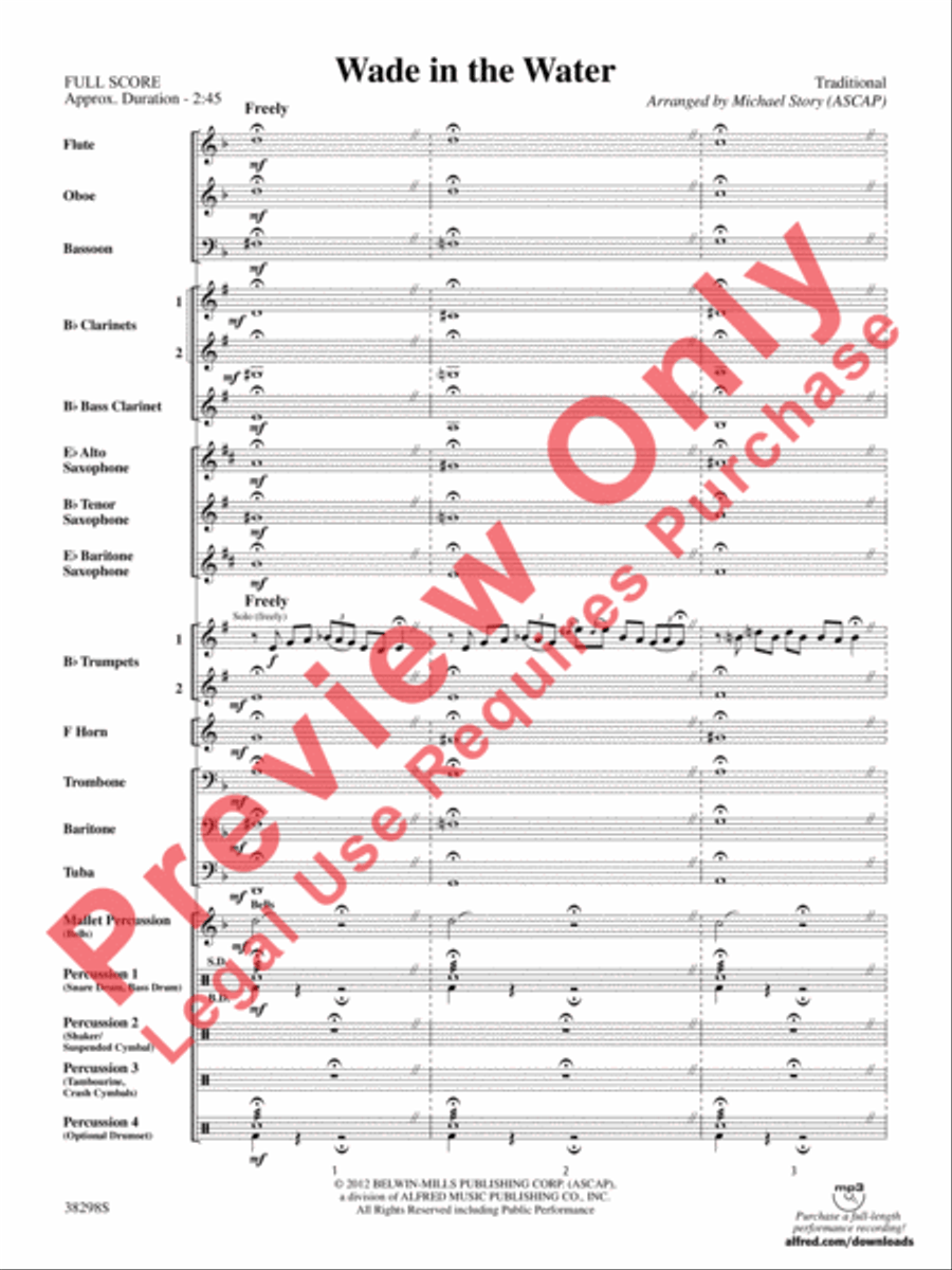Wade in the Water Concert Band scores gallery preview page 3