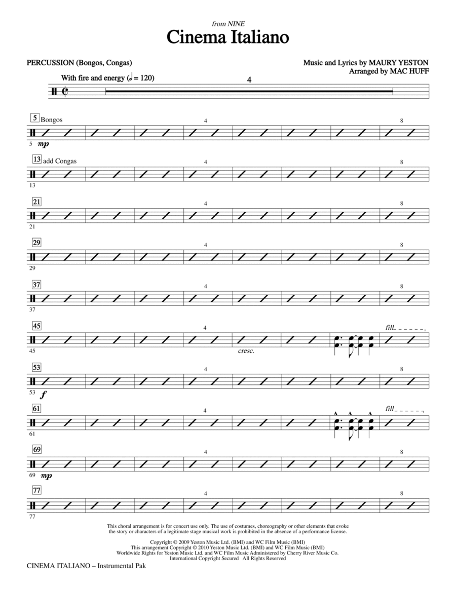 Cinema Italiano - Percussion Choir scores gallery preview page 1