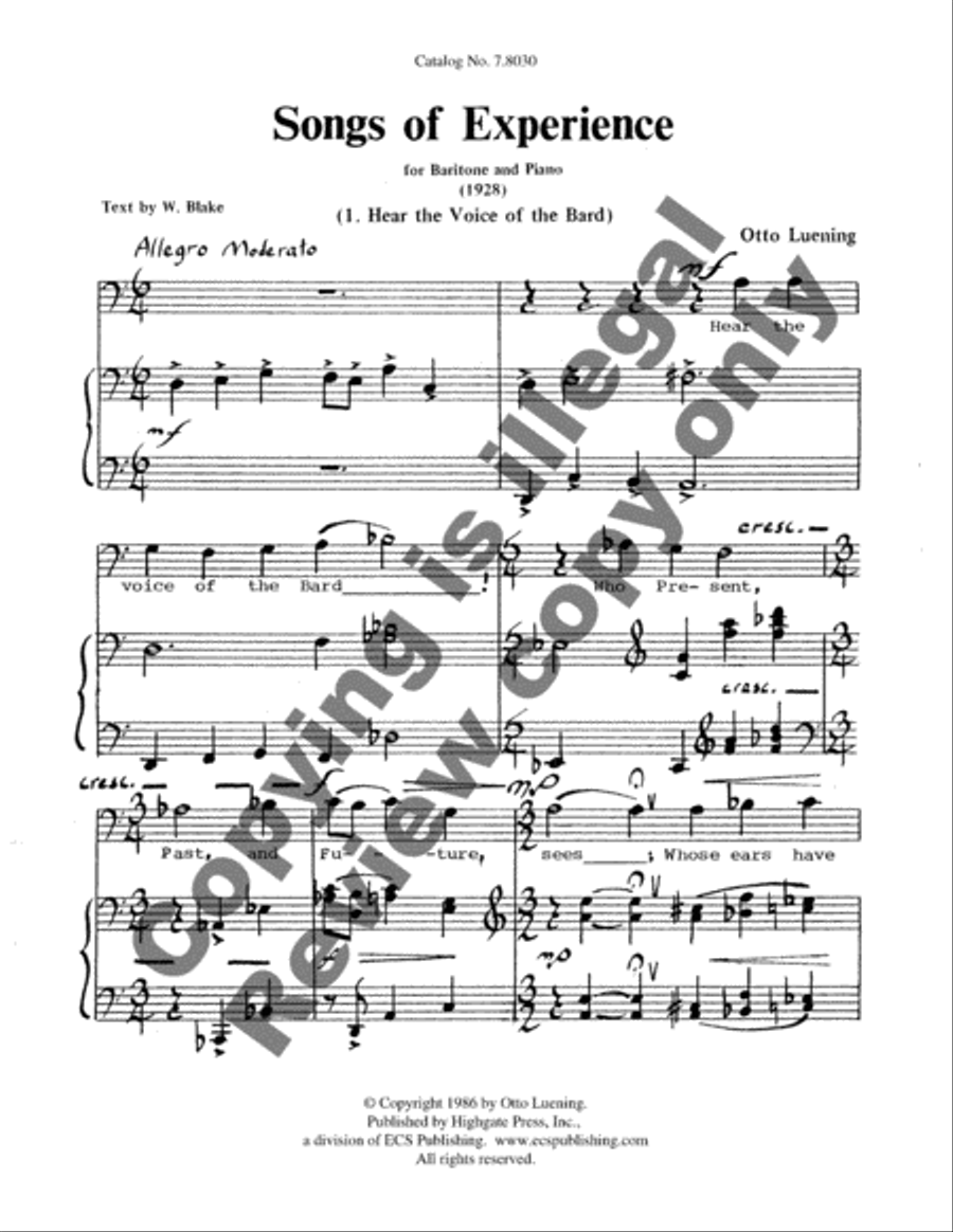 Songs of Experience Baritone Voice scores gallery preview page 3