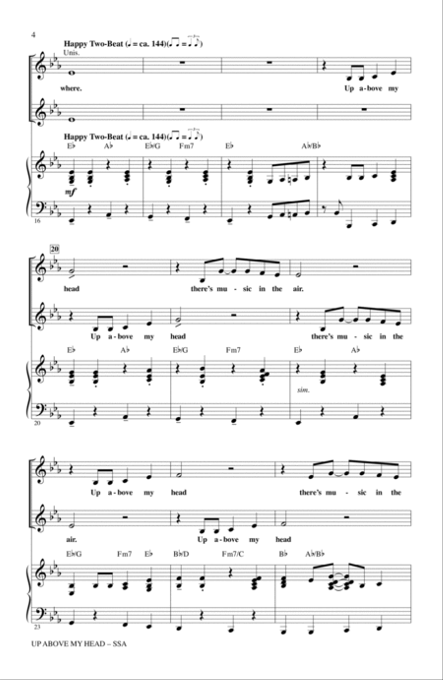 Up Above My Head (There's Music In The Air) SSA scores gallery preview page 3