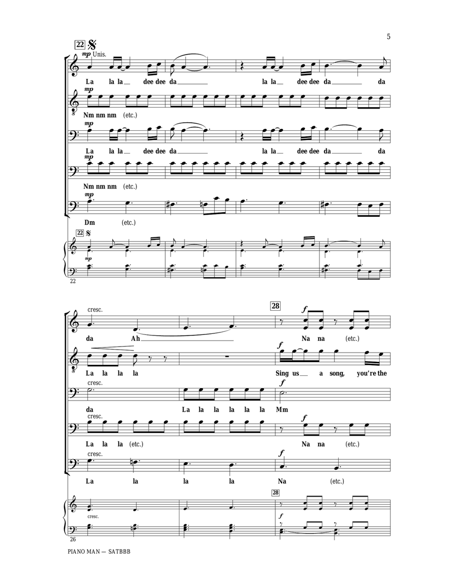 Piano Man Piano Man 4-Part scores gallery preview page 5