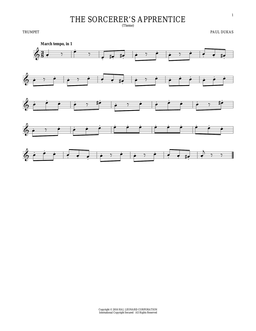 The Sorcerer's Apprentice Trumpet Solo scores gallery preview page 1