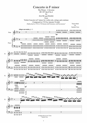 Book cover for Vivaldi - Concerto in F minor 'Winter' RV 297 Op.8 No.4 Flute and Piano
