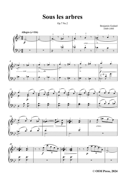 B. Godard-Sous les arbres,Op.7 No.2,from '12 Morceaux pour chant et piano,Op.7',in B flat Major