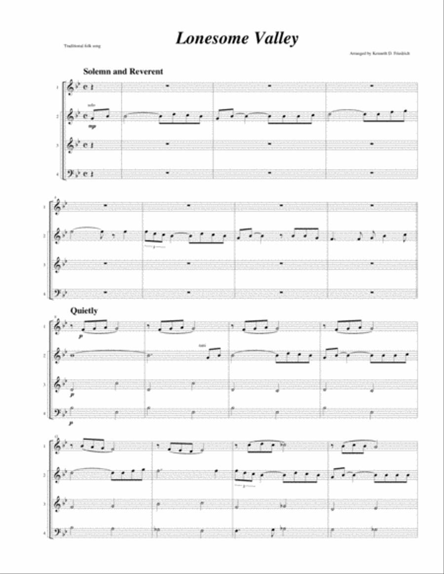 Lonesome Valley Lonesome Valley Brass Ensemble scores gallery preview page 1