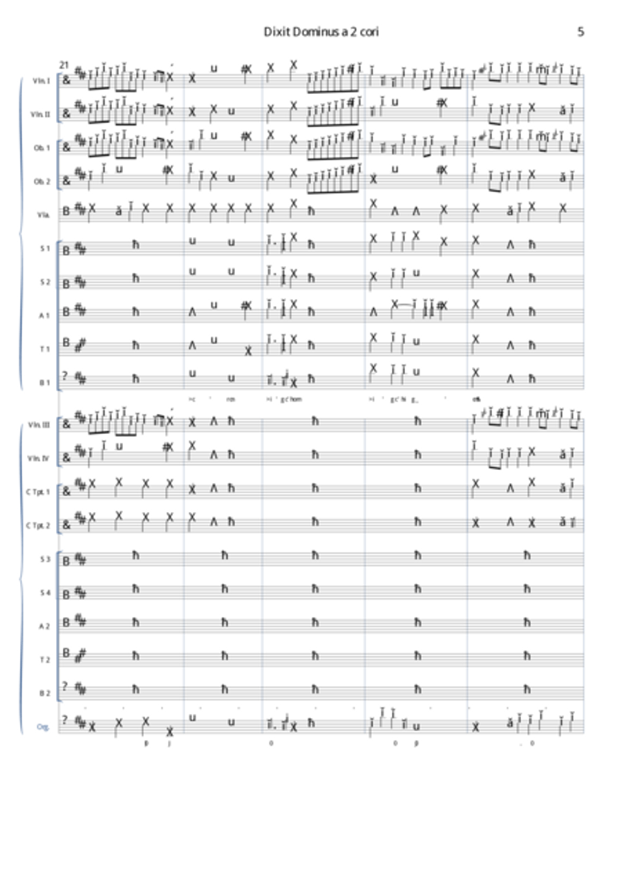 Leonardo Leo - Dixit Dominus a 2 cori, 1741, Primo movimento 4-Part scores gallery preview page 6