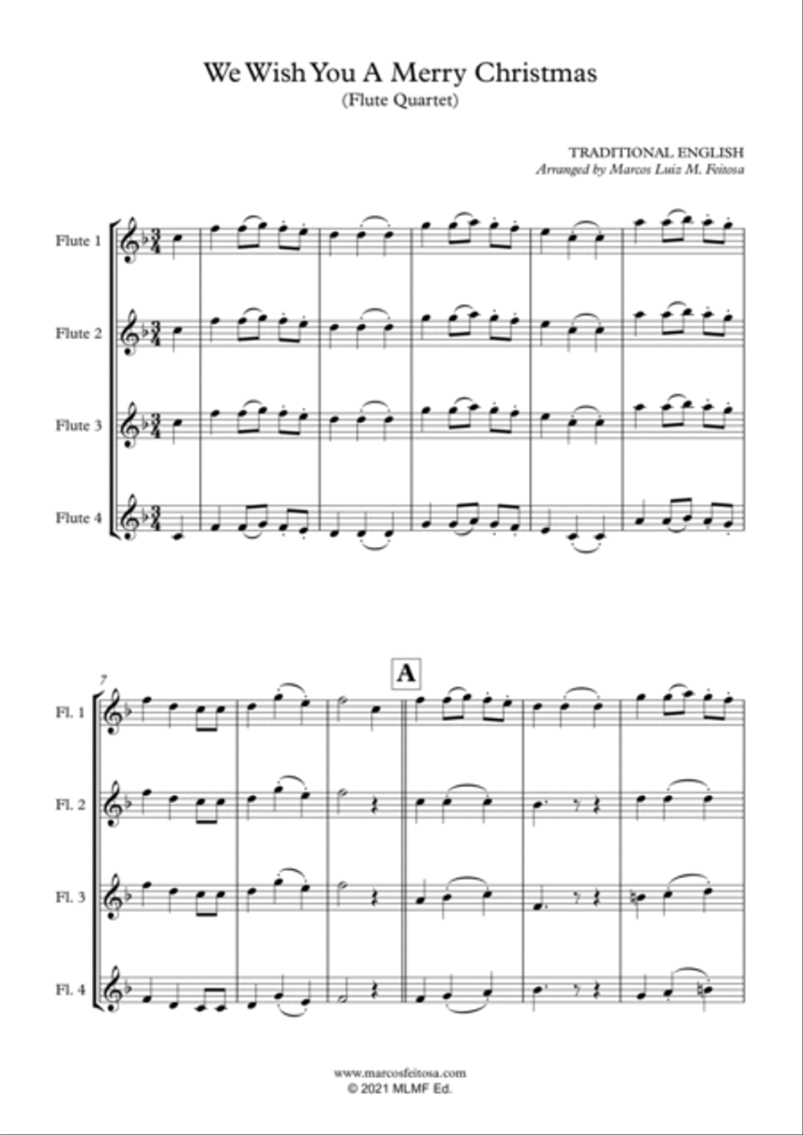 We Wish You A Merry Christmas - Flute Quartet Flute Quartet scores gallery preview page 3