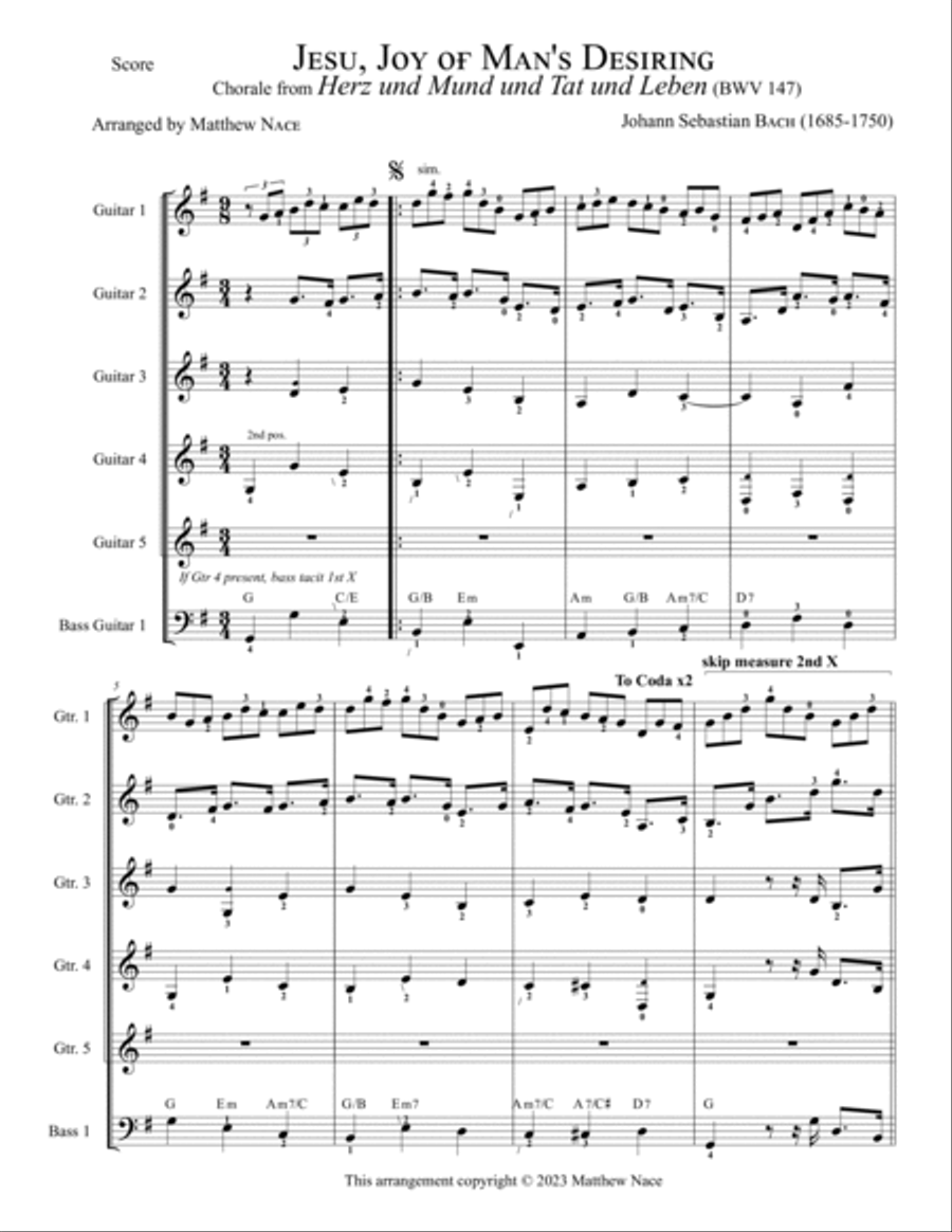 Jesu, Joy of Man's Desiring (from Herz und Mund und Tat und Leben, BWV 147) Acoustic Guitar scores gallery preview page 5