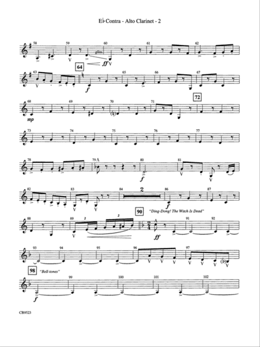 The Wizard of Oz (Medley): E-flat Contra-Alto Clarinet Concert Band scores gallery preview page 2