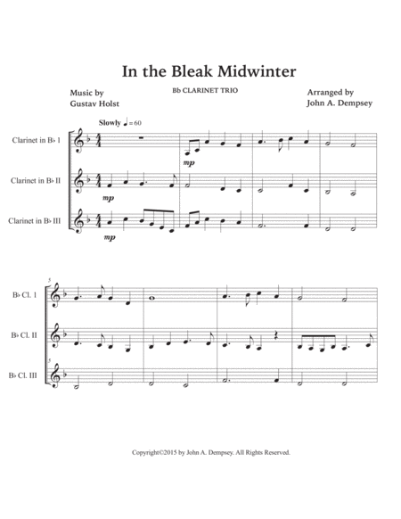 In the Bleak Midwinter (Clarinet Trio) image number null