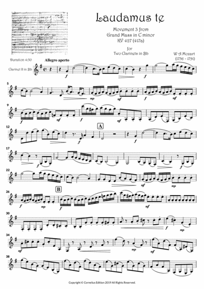 Mozart Clarinet Duo Laudamus Te image number null