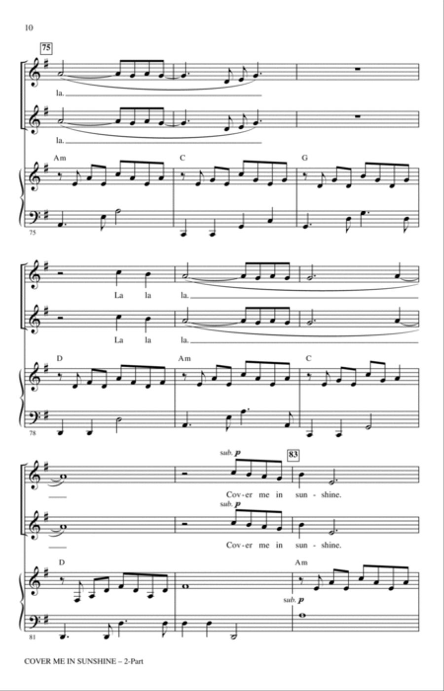 Cover Me In Sunshine (arr. Mac Huff) 2-Part scores gallery preview page 9