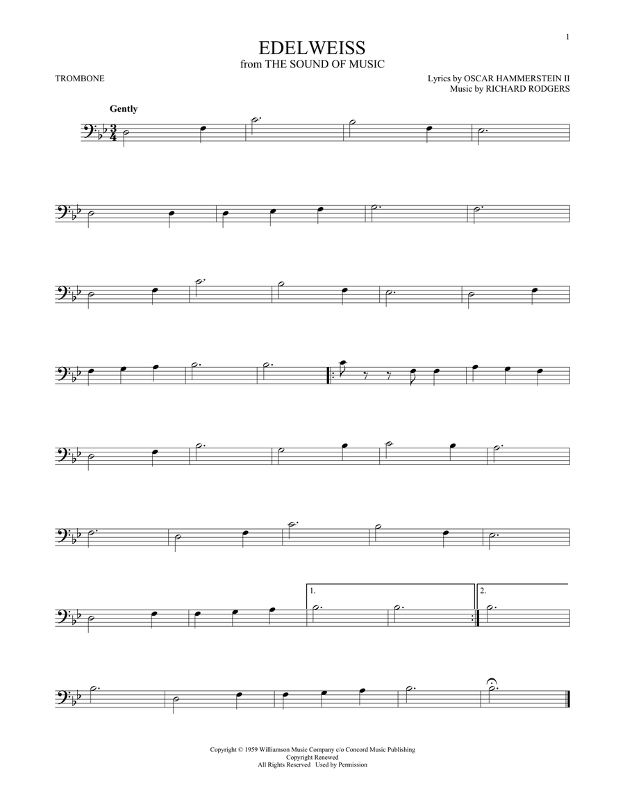 Edelweiss Edelweiss Trombone Solo scores gallery preview page 1