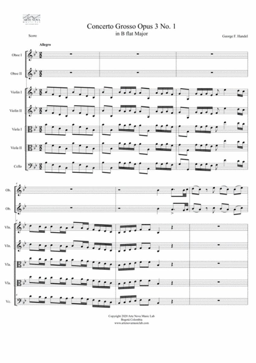 Concerto Grosso Opus 3 No. 1 in B falt Major image number null