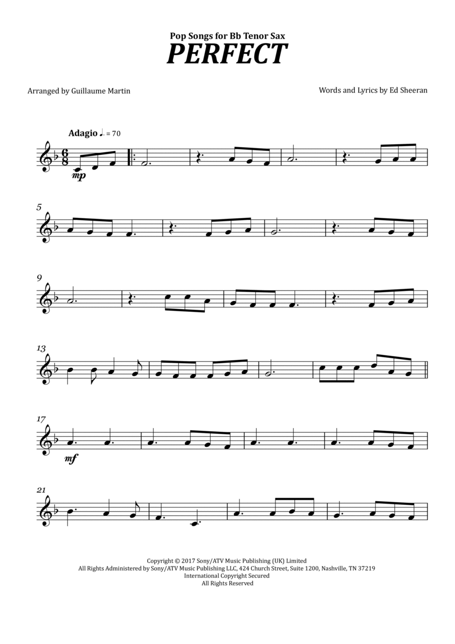 Perfect Perfect Tenor Saxophone scores gallery preview page 1