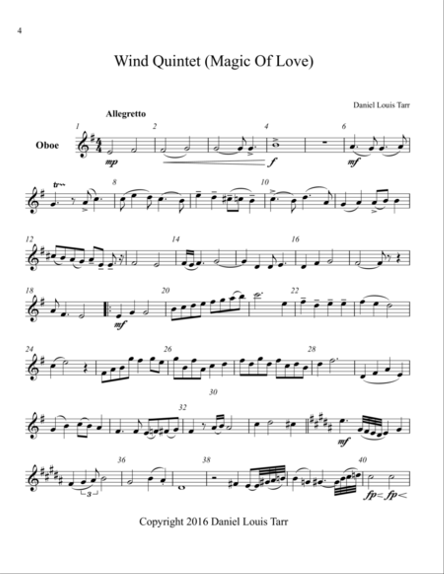 Wind Quintet (Magic of Love) Woodwind Quintet scores gallery preview page 4