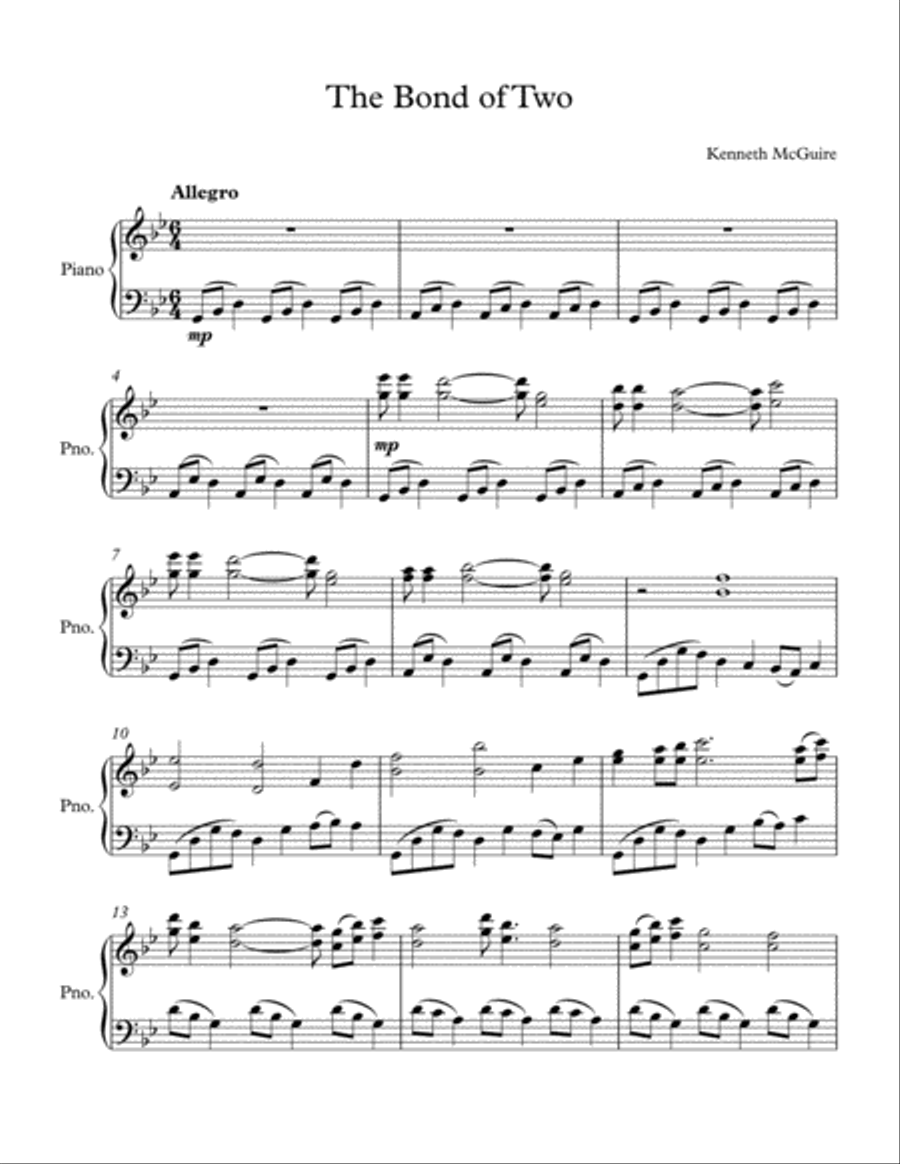 Bond of Two Piano Solo scores gallery preview page 1