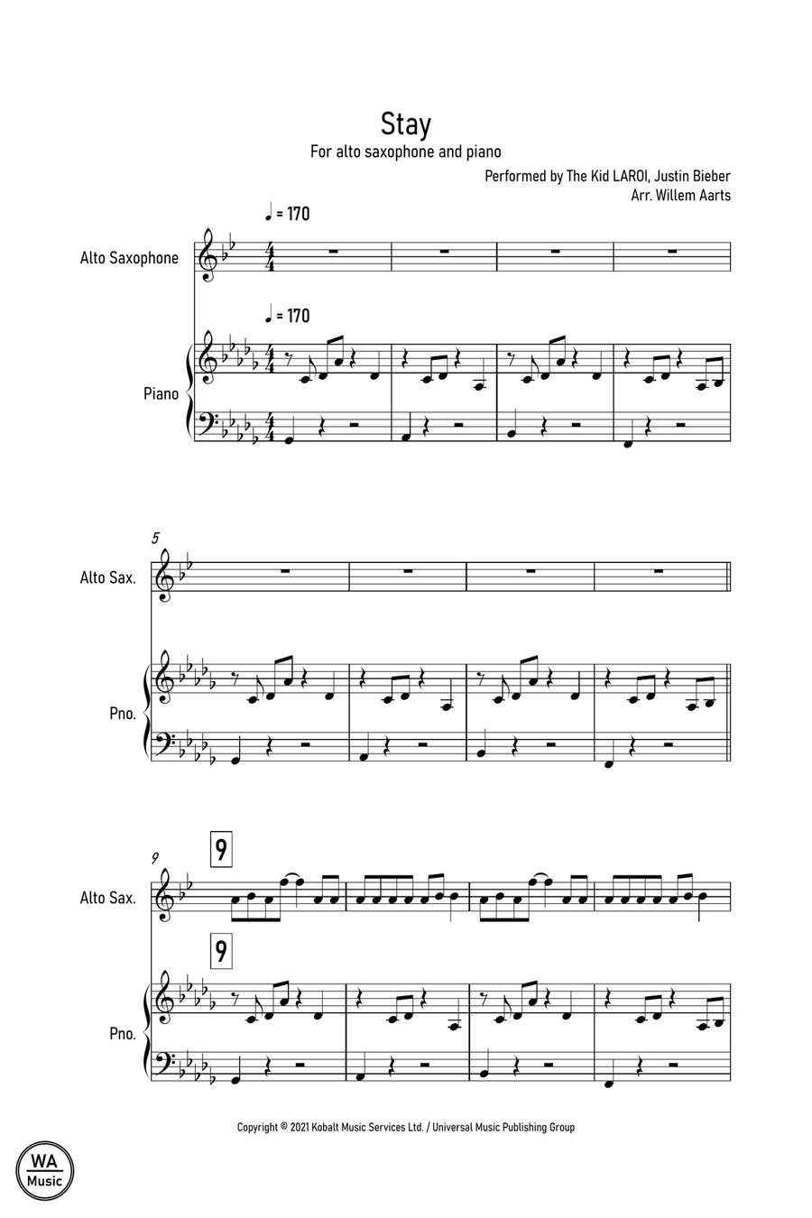 Stay Stay Alto Saxophone scores gallery preview page 1