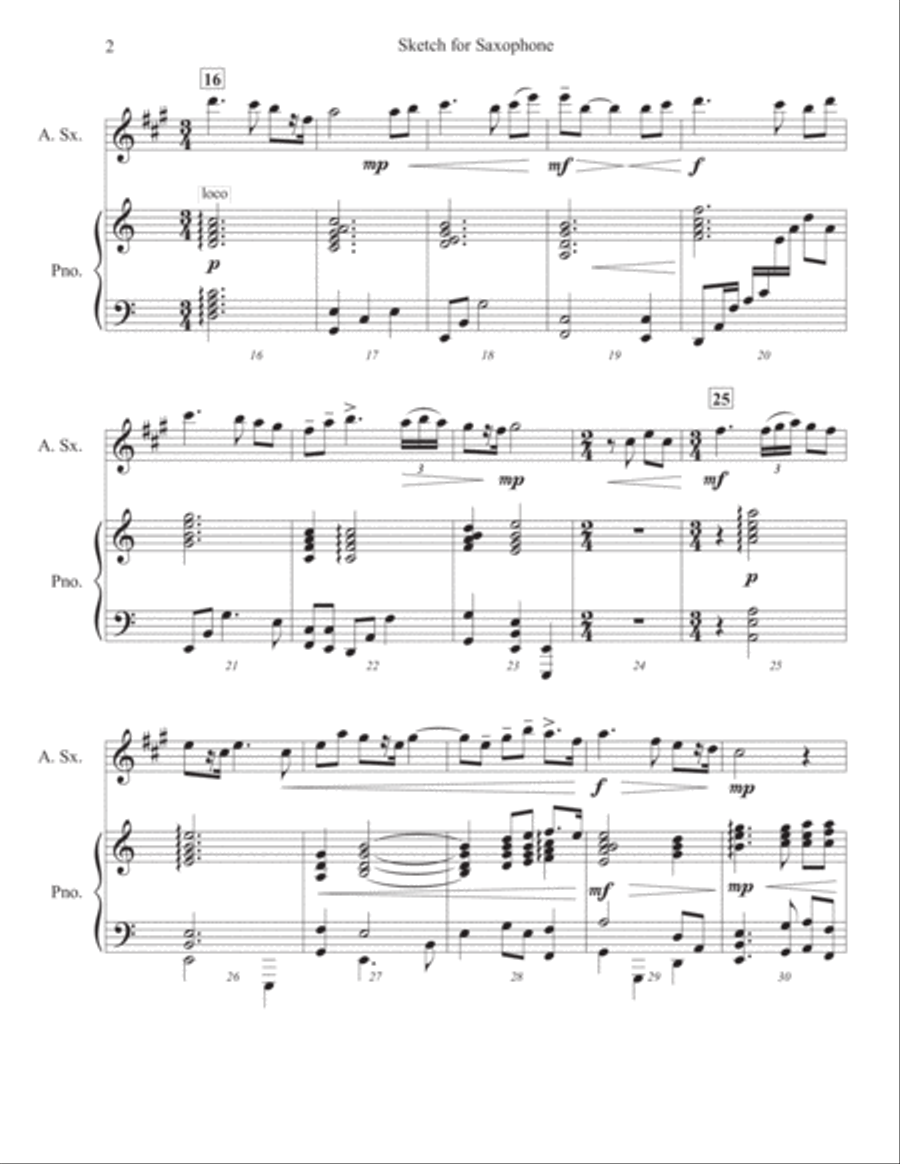 Sketch for Saxophone Sketch for Saxophone Alto Saxophone scores gallery preview page 3