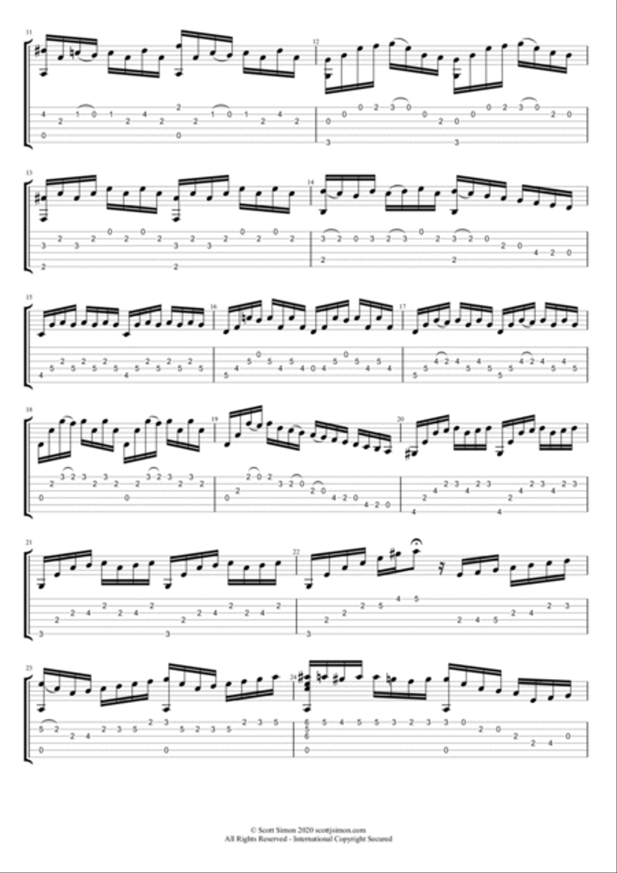 Cello Suite I Prelude BWV 1007 for Classical Guitar (Tablature Edition) Cello scores gallery preview page 3