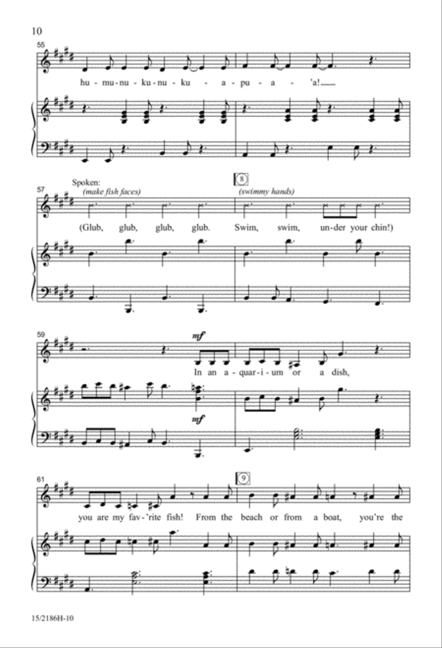Little Fish, Big Name (The Happy Hawaiian Humu) Unison Choir scores gallery preview page 10