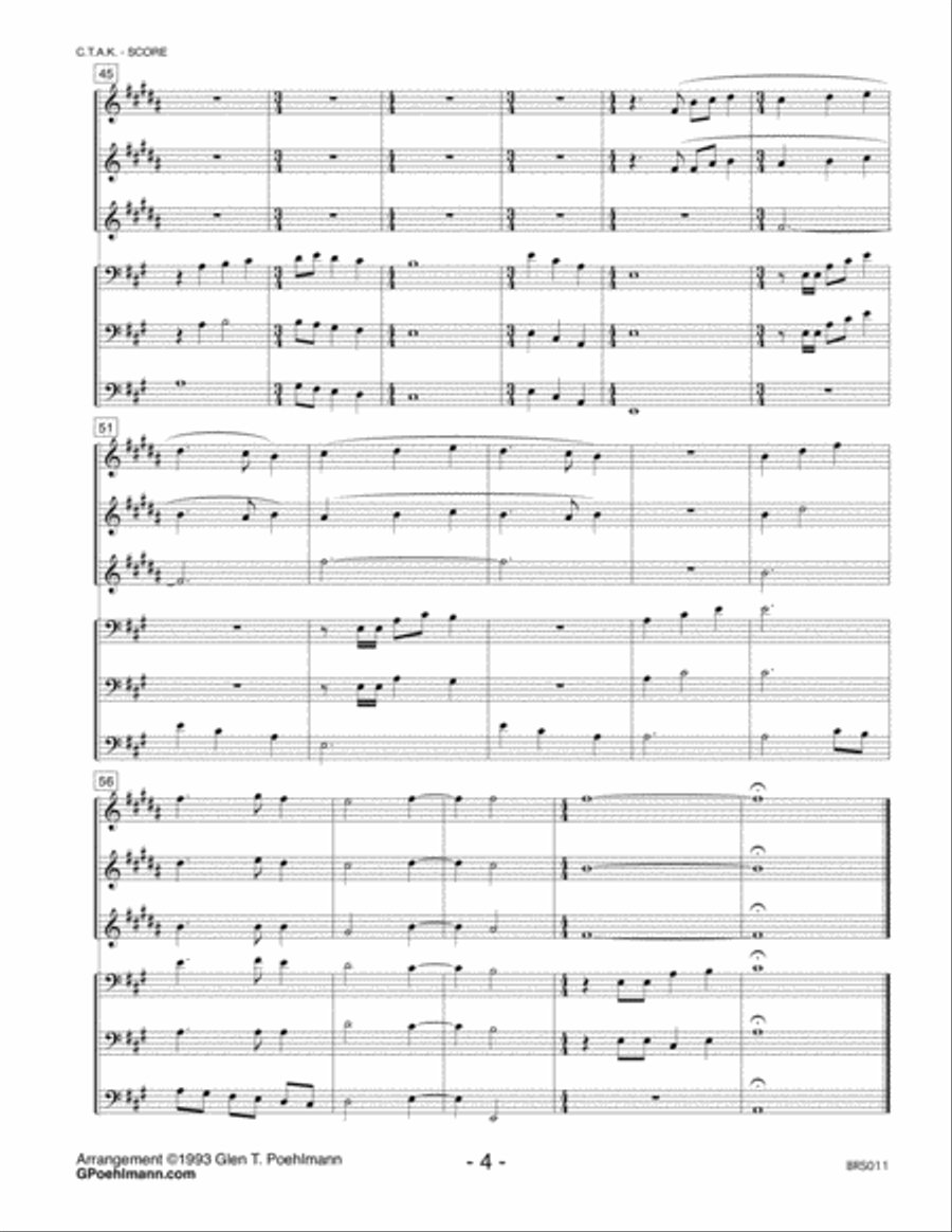 COME THOU ALMIGHTY KING - 3 TRUMPETS & 3 TROMBONES (unaccompanied) Brass Duet scores gallery preview page 4
