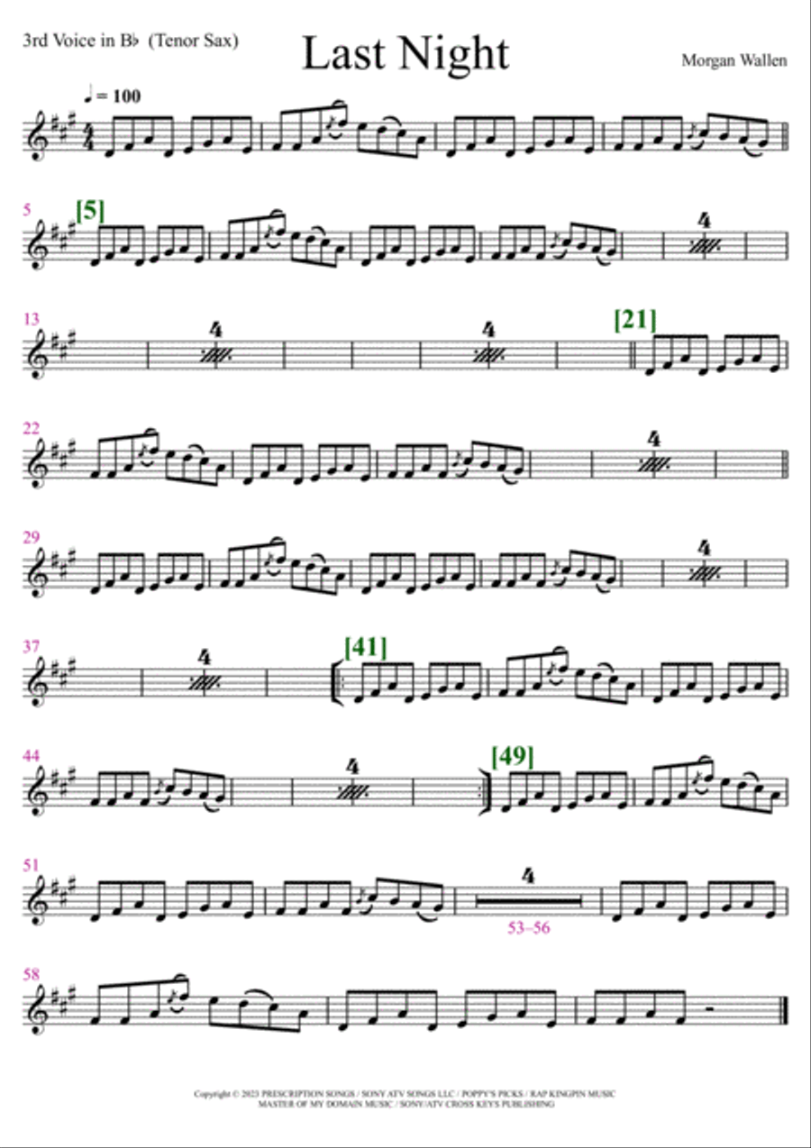 Last Night Alto Saxophone scores gallery preview page 3