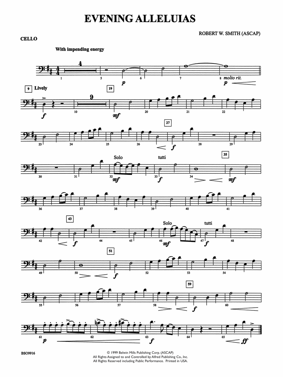 Evening Alleluias: Cello