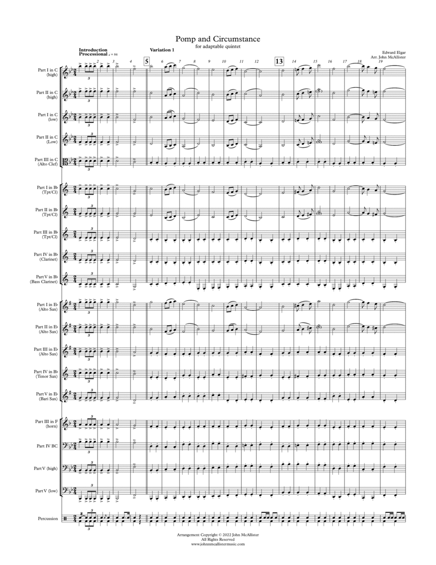 Book cover for Pomp and Circumstance - for adaptable quintet