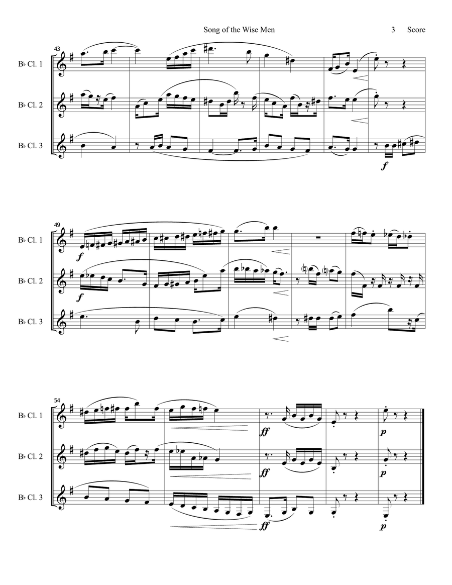 Song of the Wise Men - clarinet trio Song of the Wise Men - clarinet trio Clarinet Trio scores gallery preview page 4