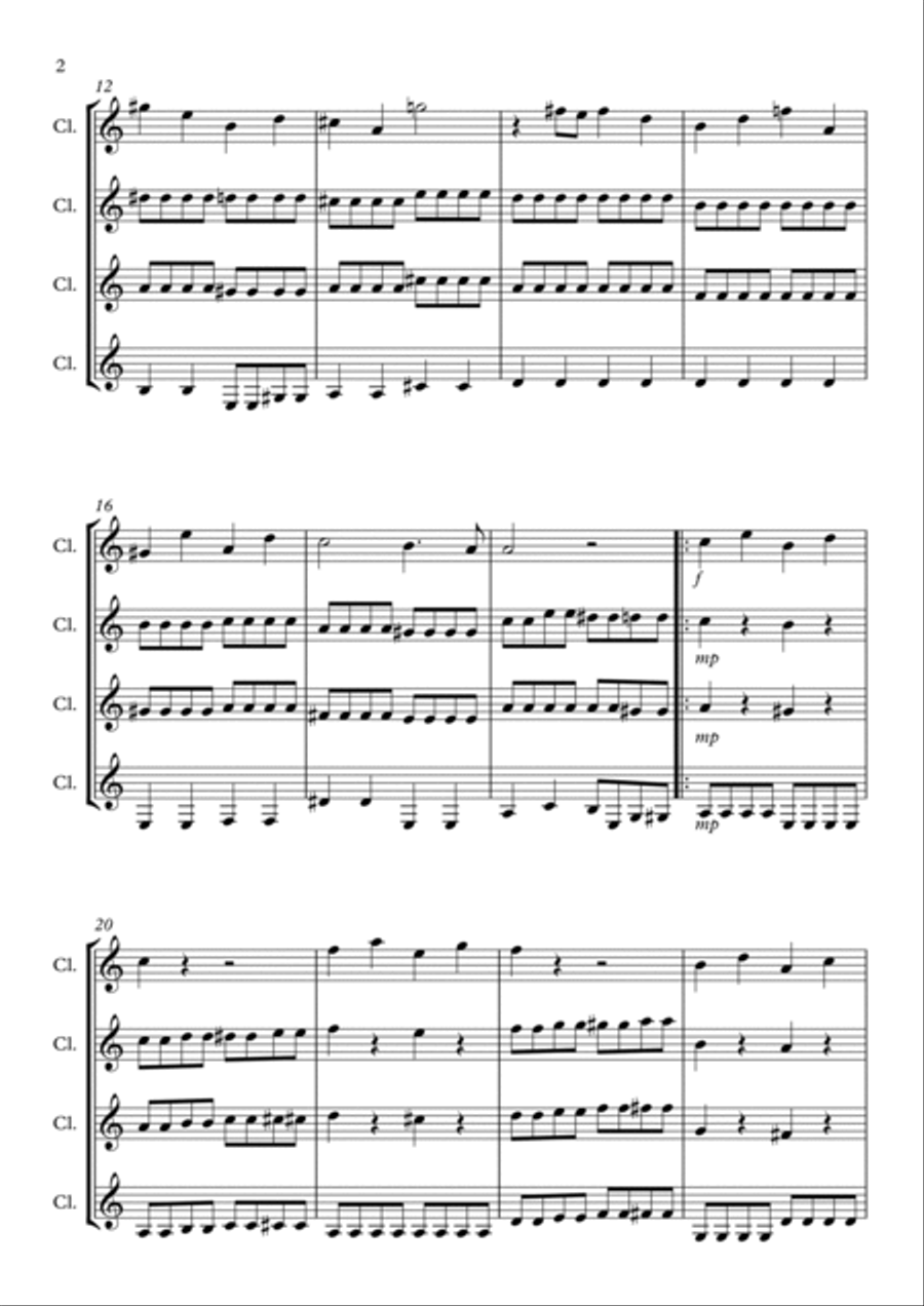 Rocking Bach Clarinet Quartet scores gallery preview page 2