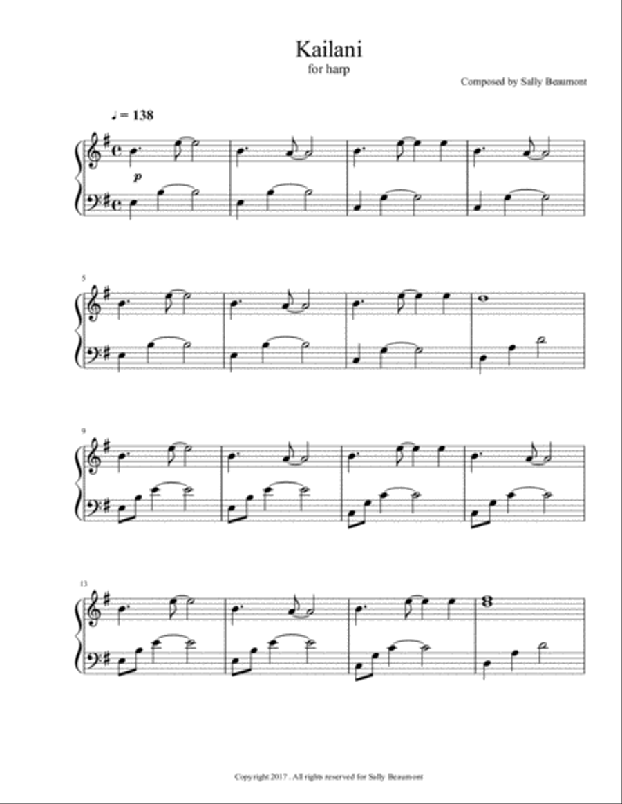 Kailani - Harp Solo Harp scores gallery preview page 1