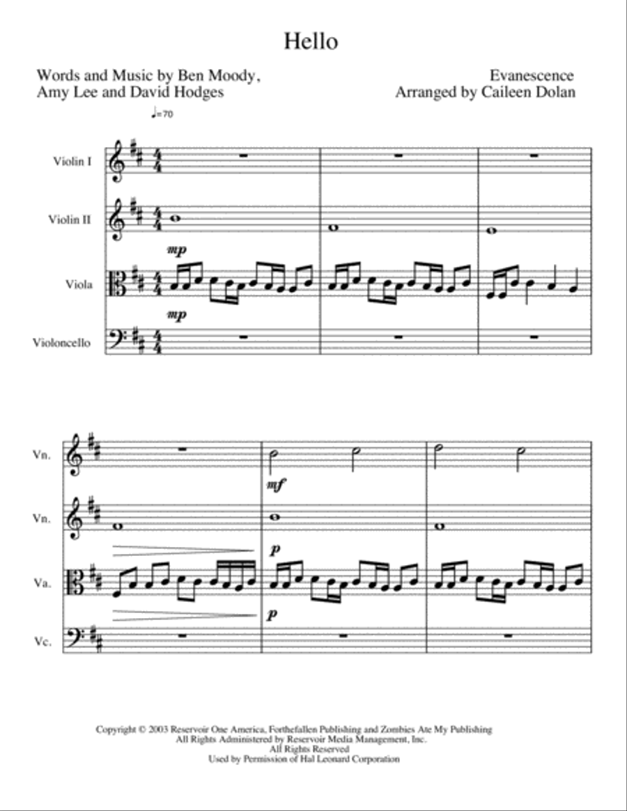 Hello String Quartet scores gallery preview page 1