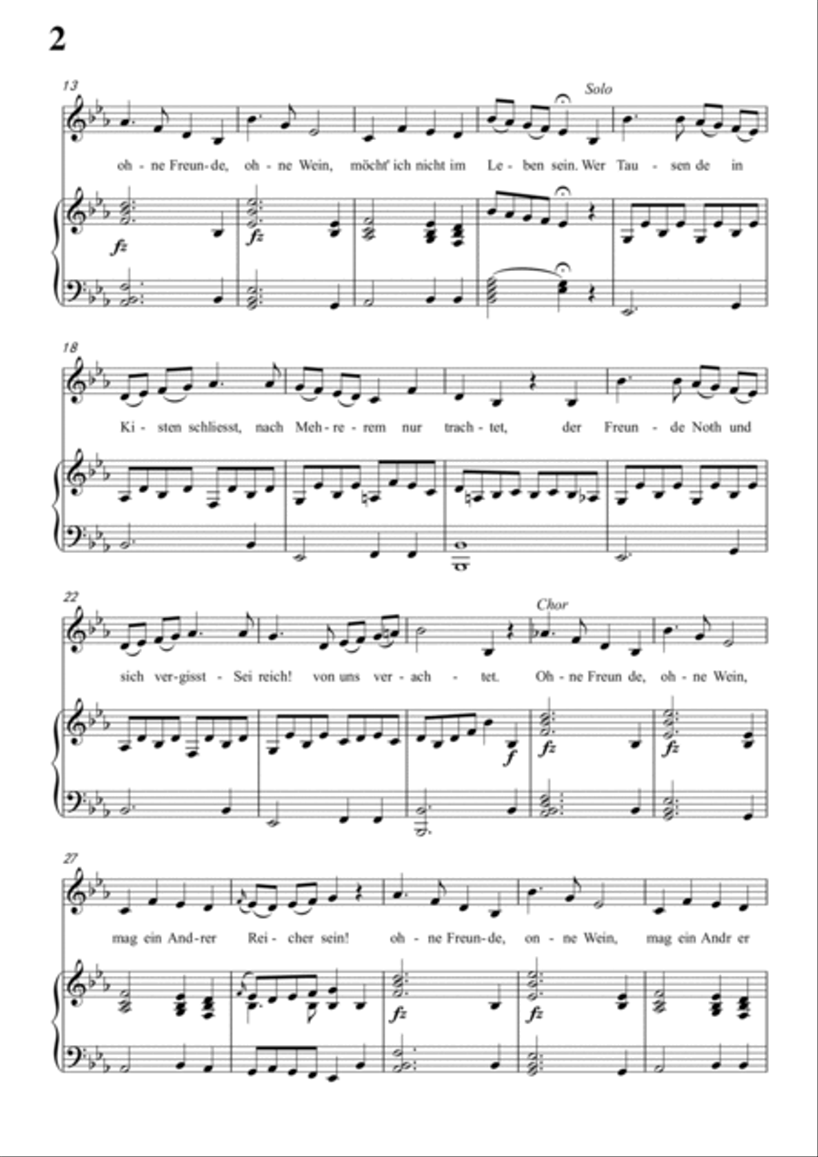 Schubert-Trinklied in bE for Vocal and Piano Voice scores gallery preview page 3