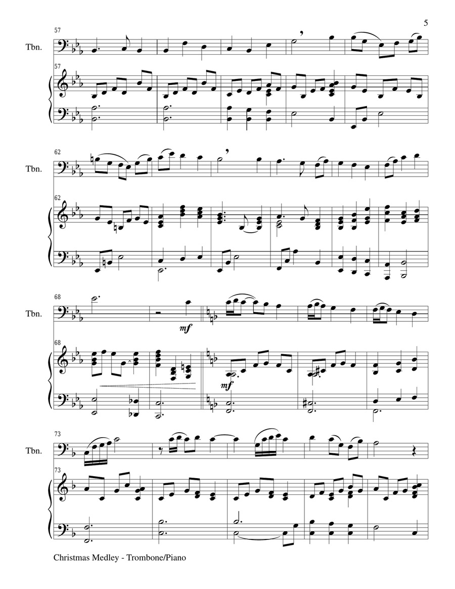 CHRISTMAS JOY MEDLEY (Sing-A-Long with Trombone and Piano) Small Ensemble scores gallery preview page 5
