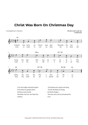 Book cover for Christ Was Born On Christmas Day (Key of A-Flat Major)