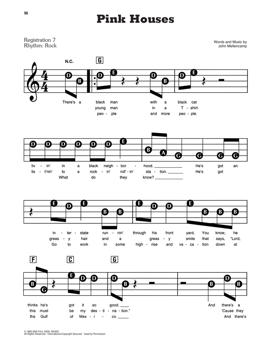 Pink Houses Pink Houses Electronic Keyboard scores gallery preview page 1