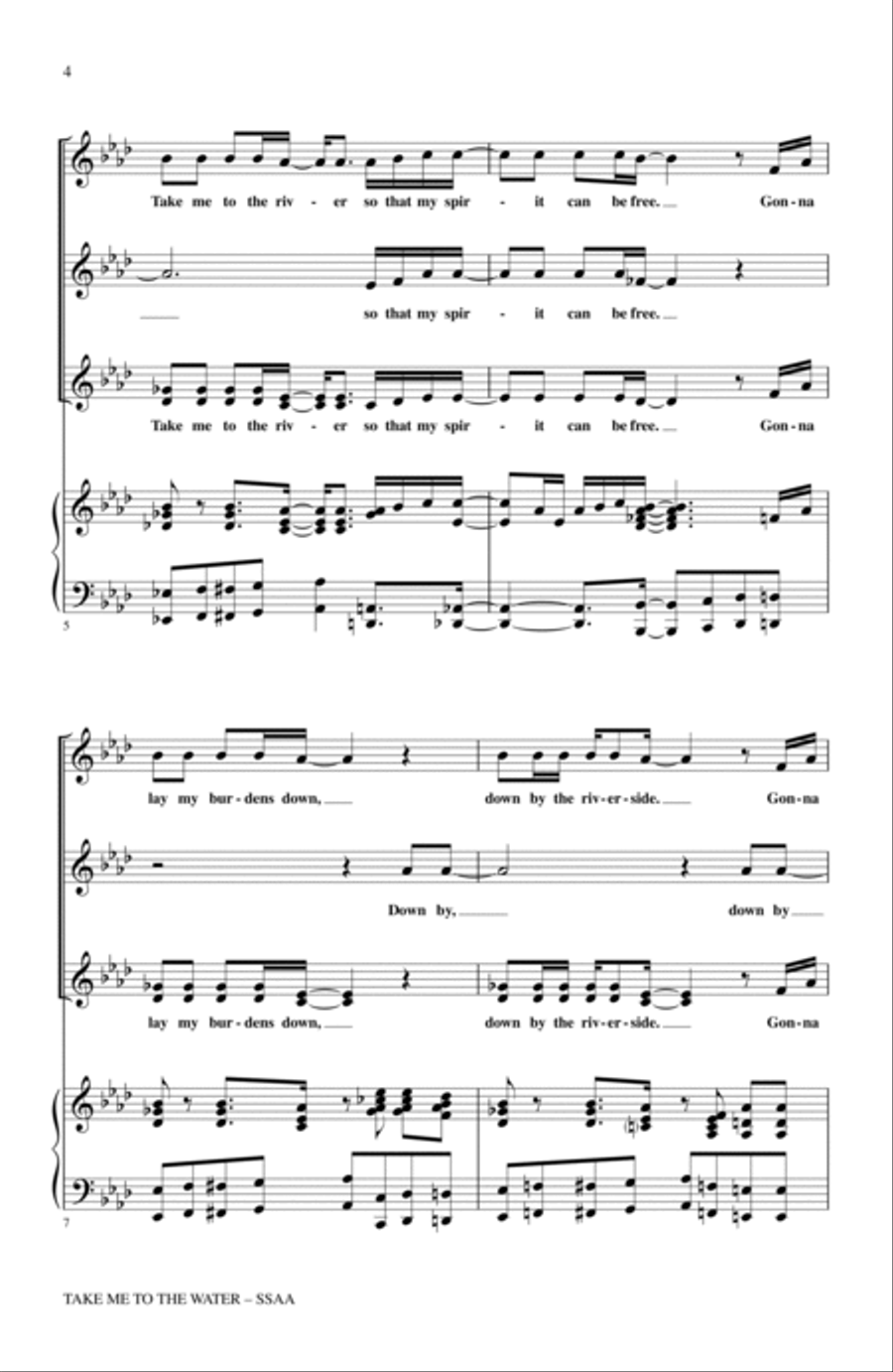 Take Me To The Water Take Me To The Water SSA scores gallery preview page 2