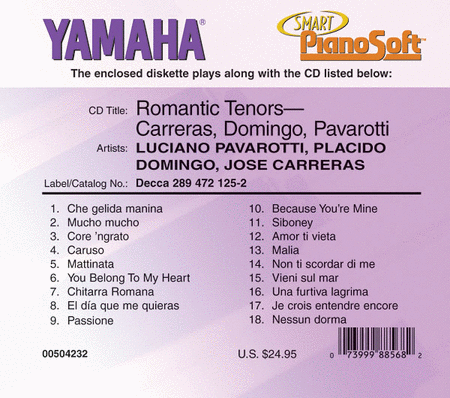Romantic Tenors - Carreras, Domingo, Pavarotti - Piano Software