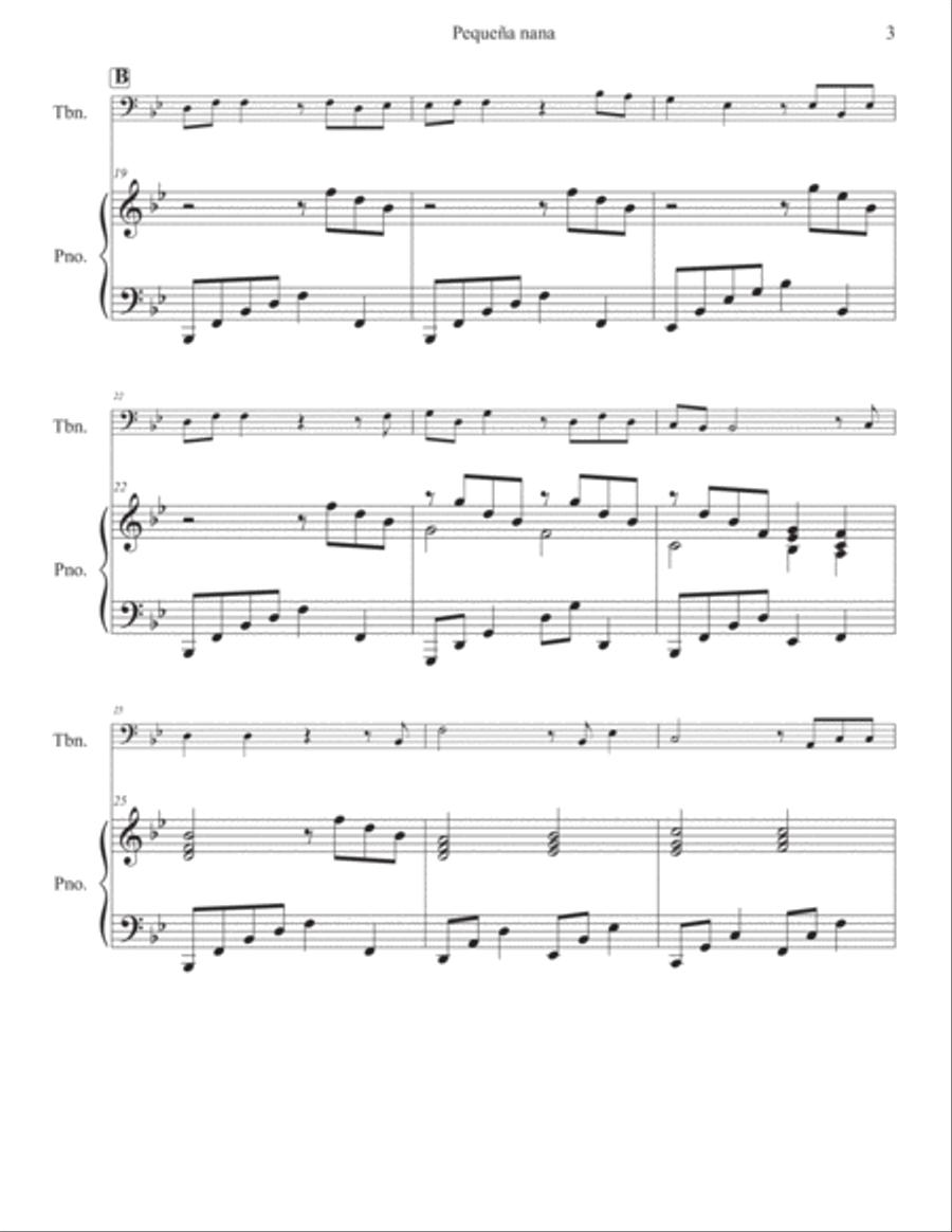 Little Lullaby (Pequeña nana) for Trombone and Piano Piano scores gallery preview page 4