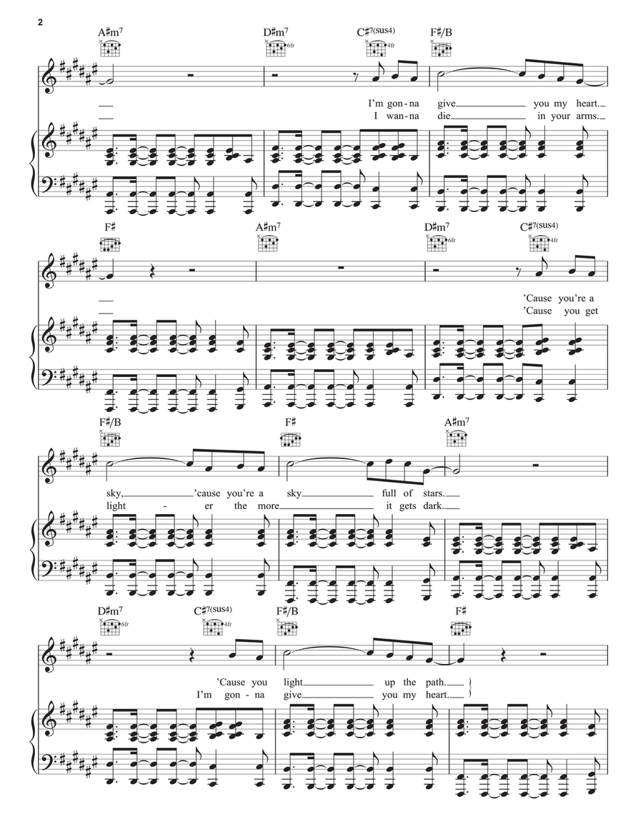 A Sky Full Of Stars Piano, Vocal, Guitar scores gallery preview page 2