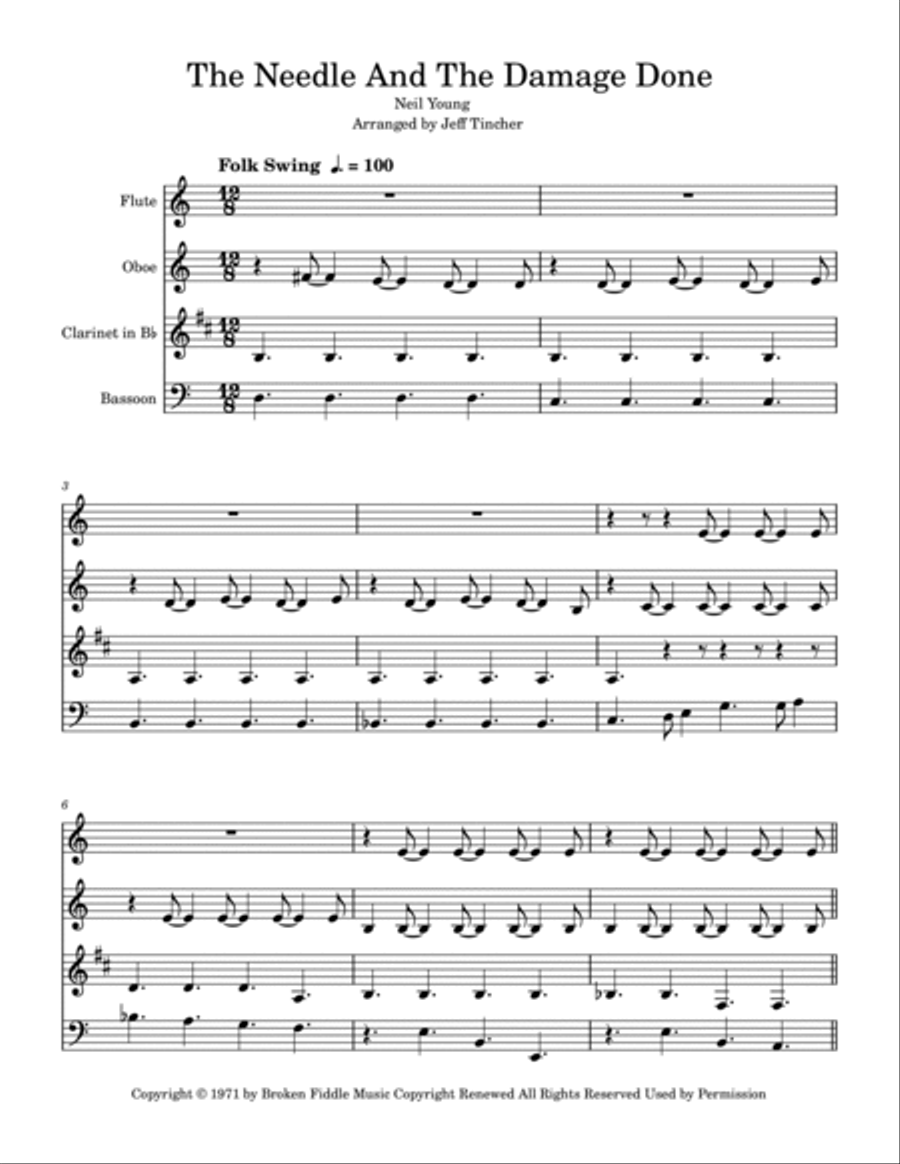 The Needle And The Damage Done Woodwind Quartet scores gallery preview page 2