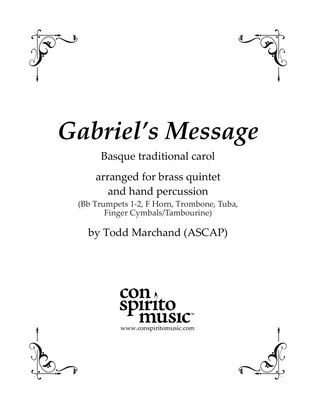 Gabriel's Message (The Angel Gabriel to Heaven Came) - brass quintet, hand percussion