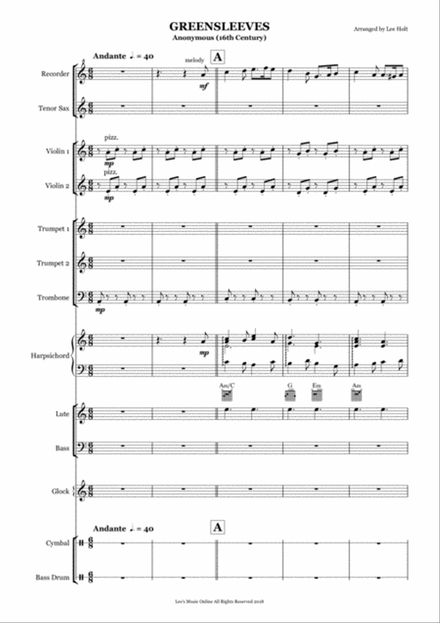 GREENSLEEVES for School Concert Band Concert Band scores gallery preview page 1