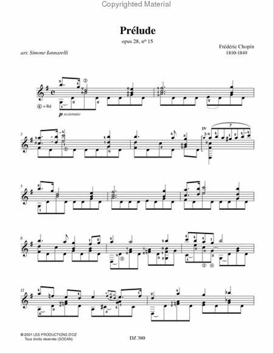 Prélude, opus 28, no 15 Classical Guitar scores gallery preview page 2