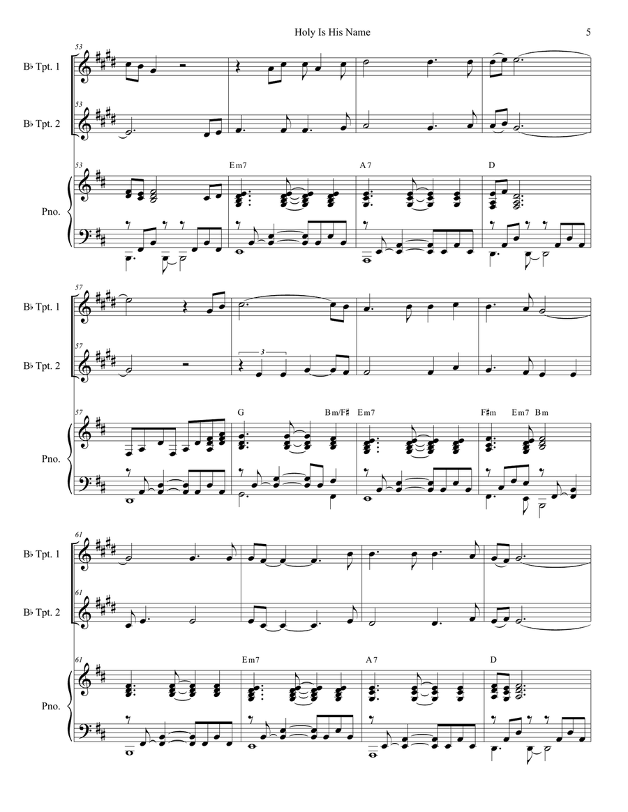 Holy Is His Name Trumpet Duet scores gallery preview page 5