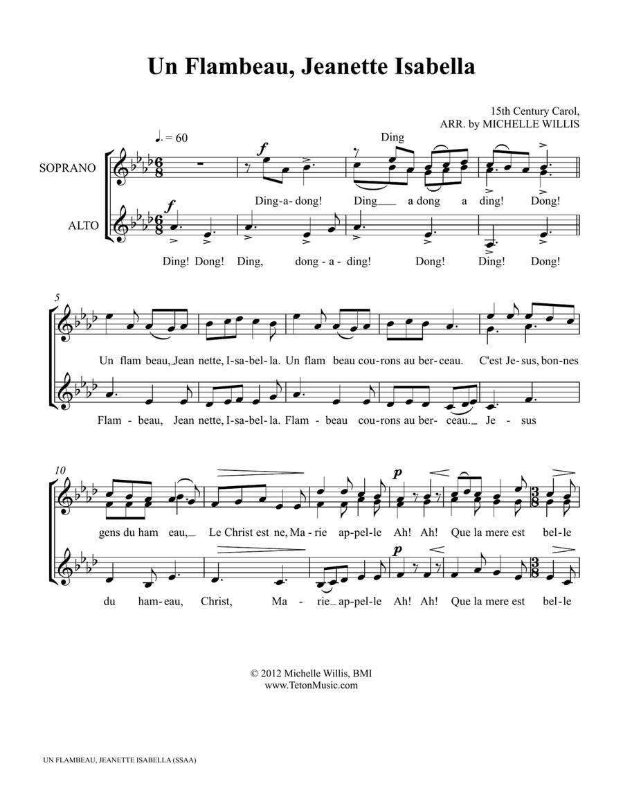 Un, Flambeau, Jeanette Isabella (Bring a Torch, Jeanette Isabella) SSA scores gallery preview page 1