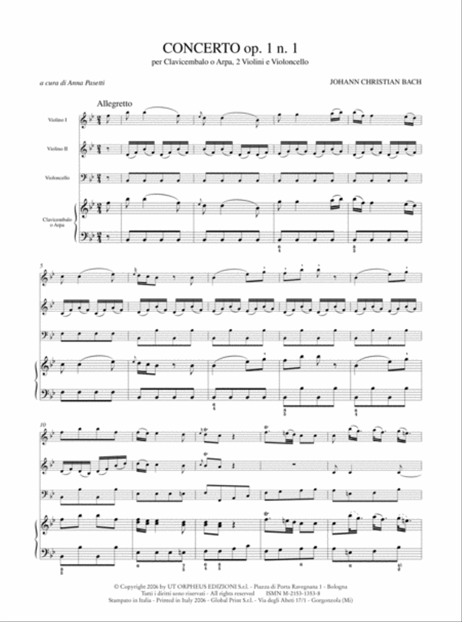 Concerto Op. 1 No. 1 for Harpsichord or Harp, 2 Violins and Violoncello Orchestra scores gallery preview page 2
