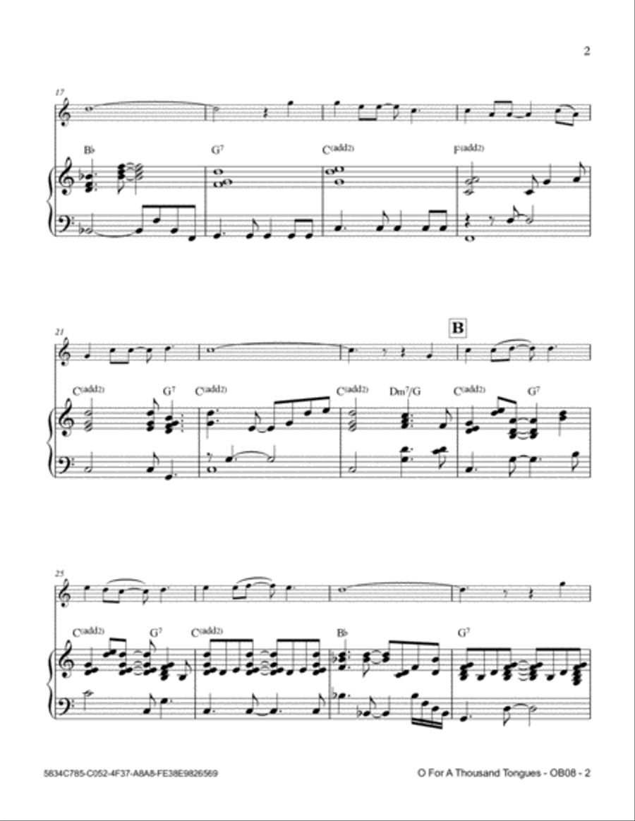O For A Thousand Tongues Piano scores gallery preview page 3