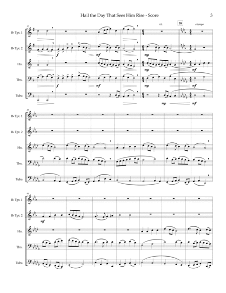 Hail the Day That Sees Him Rise - brass quintet Brass Quintet scores gallery preview page 5
